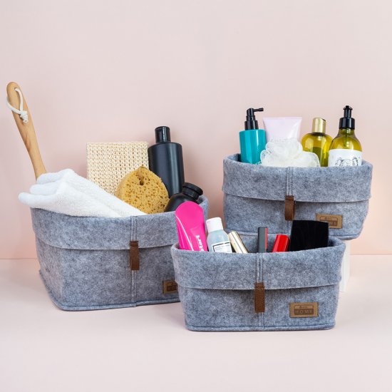 Органайзер для хранения Elegance складной набор 3 штуки светло-серый