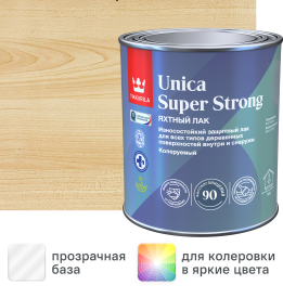 Лак яхтный Tikkurila Unica Super Strong База ЕР бесцветный высокоглянцевый 0.9 л