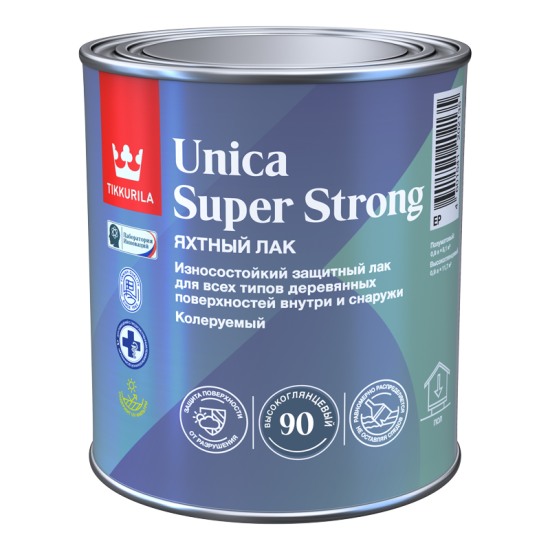 Лак яхтный Tikkurila Unica Super Strong База ЕР бесцветный высокоглянцевый 0.9 л