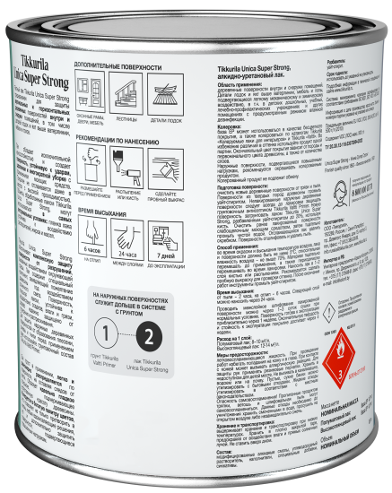 Лак яхтный Tikkurila Unica Super Strong База ЕР бесцветный полуматовый 0.9 л