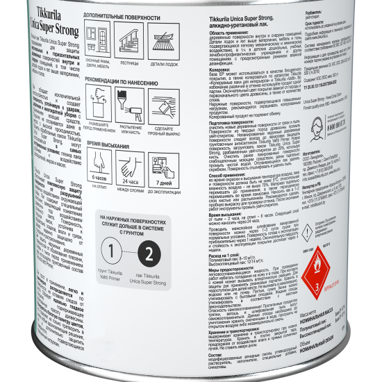 Лак яхтный Tikkurila Unica Super Strong База ЕР бесцветный полуматовый 0.9 л
