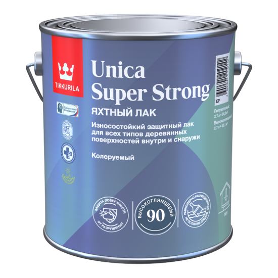 Лак яхтный Tikkurila Unica Super Strong База ЕР бесцветный высокоглянцевый 2.7 л