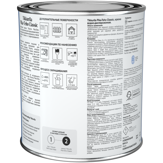 Краска фасадная Tikkurila Pika-Teho Classic моющаяся матовая цвет белый база A 0.9 л