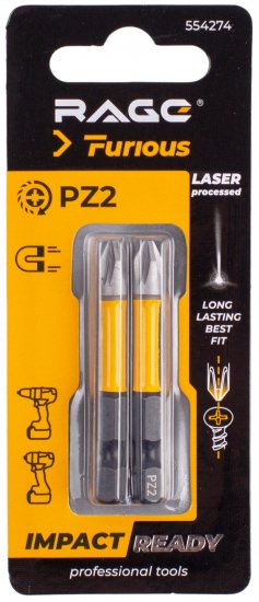 Бита ударная Rage Furious 554274 PZ2x50 мм, 2 шт.