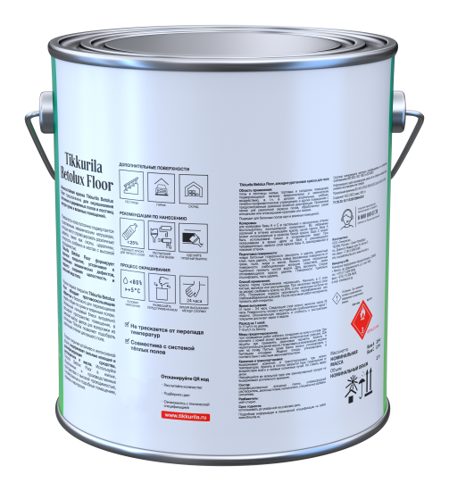 Краска для полов износостойкая Tikkivala Betolux Floor глянцевая цвет белый база A 2.7 л