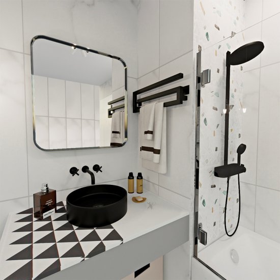 Полотенцесушитель электрический Indigo Sigma 200х600 мм 70 Вт с терморегулятором черный муар