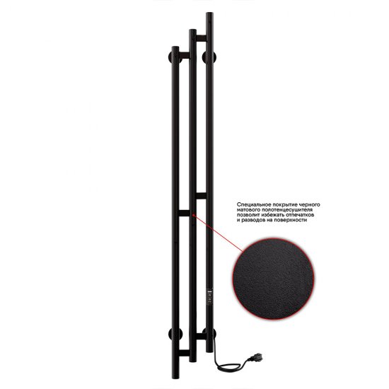 Полотенцесушитель электрический Indigo Sky 1500х172 мм 138 Вт с терморегулятором черный муар