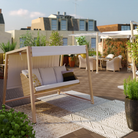 Качели садовые Naterial Medena 3-х местные до 395 кг белый/коричневый