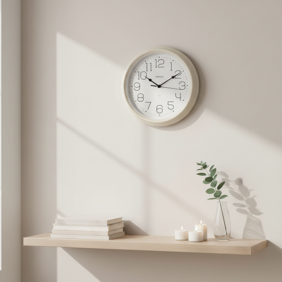 Часы настенные Troykatime круглые пластик цвет кремовый бесшумные ø31 см