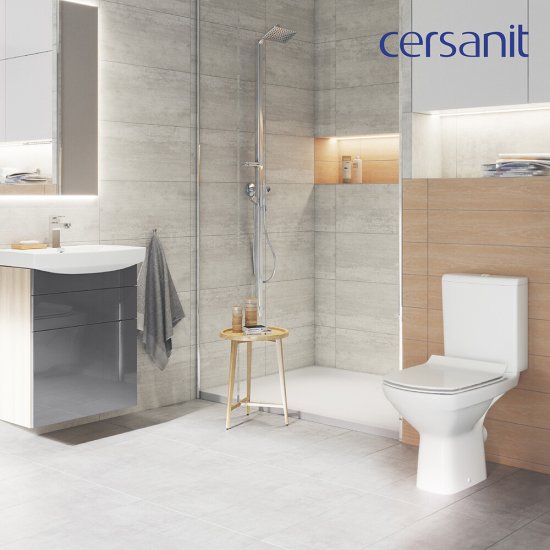 Унитаз-компакт Cersanit Carina Clean On безободковый с горизонтальным выпуском с сиденьем дюропласт микролифт белый (S-KO-CAR011-3/5-COn-S-DL-w)