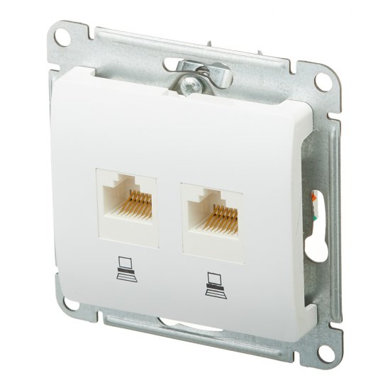 Розетка компьютерная Systeme Electric Glossa встраиваемая белая 2хRJ45 (GSL000185KK)