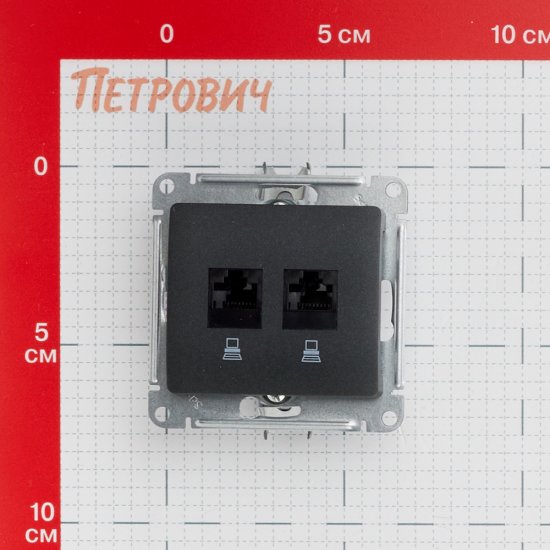 Розетка компьютерная Systeme Electric Glossa встраиваемая антрацит 2хRJ45 (GSL000785KK)