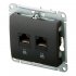 Розетка компьютерная Systeme Electric Glossa встраиваемая антрацит 2хRJ45 (GSL000785KK)