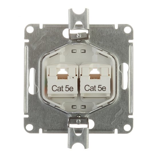 Розетка компьютерная Systeme Electric Glossa встраиваемая алюминий 2хRJ45 (GSL000385KK)