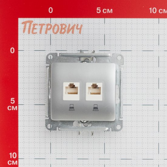Розетка компьютерная Systeme Electric Glossa встраиваемая алюминий 2хRJ45 (GSL000385KK)