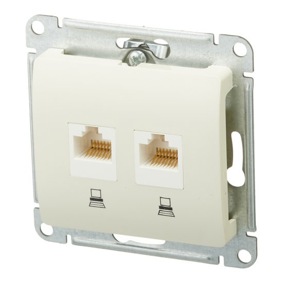 Розетка компьютерная Systeme Electric Glossa встраиваемая бежевая 2хRJ45 (GSL000285KK)