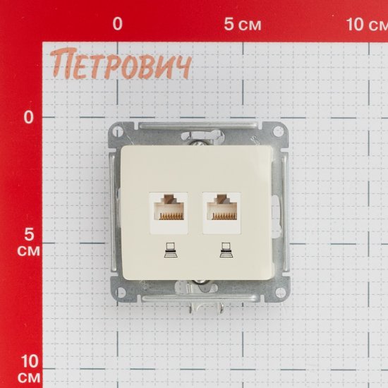 Розетка компьютерная Systeme Electric Glossa встраиваемая бежевая 2хRJ45 (GSL000285KK)