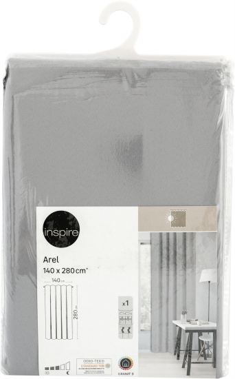 Штора на ленте димаут Inspire Arel 140x280 см цвет серый Granit 3