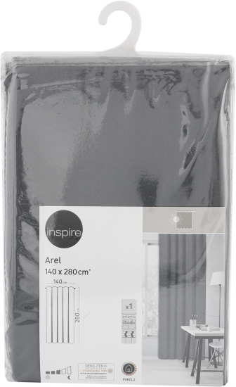 Штора на ленте димаут Inspire Arel 140x280 см цвет темно-серый Paris 2