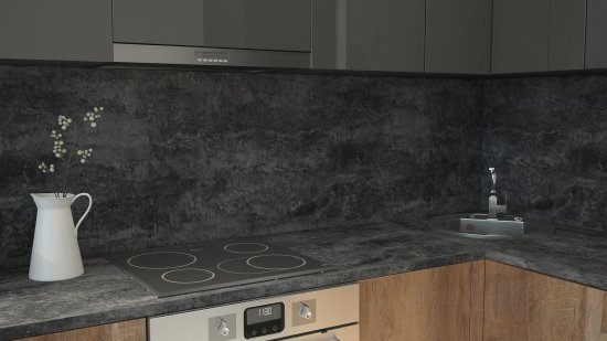 Стеновая панель Бетон темный 240x0.6x60 см МДФ цвет серый