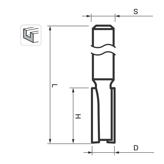 Фреза по дереву пазовая прямая 1411516 8x25 мм хвостовик 8 мм