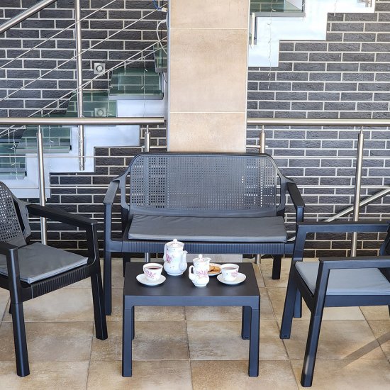 Набор садовой мебели пластиковый Adrianoplast Easy comfort темно-коричневый стол диван и 2 кресла (Р6037КОР)