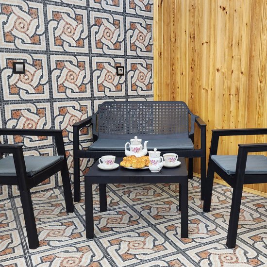 Набор садовой мебели пластиковый Adrianoplast Easy comfort темно-коричневый стол диван и 2 кресла (Р6037КОР)