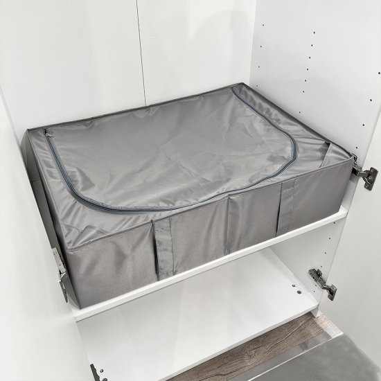 Короб для хранения с крышкой 72x18x52 см полиэстер цвет серый