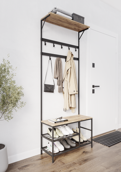 Прихожая Март Отто 75x189x30 см 3 полки сталь цвет черный