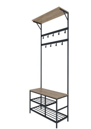 Прихожая Март Отто 75x189x30 см 3 полки сталь цвет черный