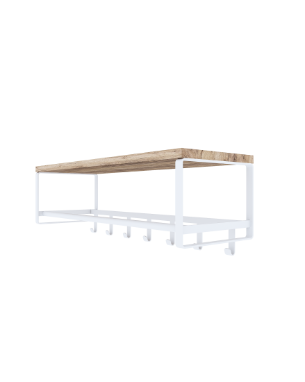 Полка настенная Otto с крючками и штангой 65x21x25 см цвет белый