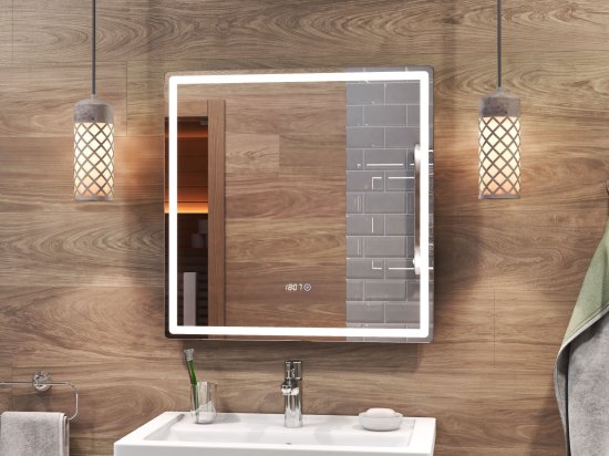 Зеркало для ванной Vigo Level Comfort 70x70 см с подсветкой и часами