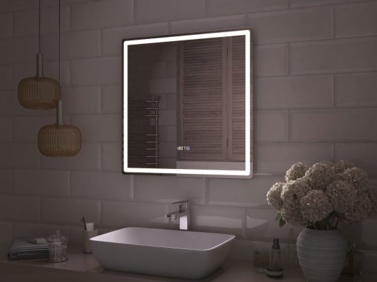 Зеркало для ванной Vigo Level Comfort 70x70 см с подсветкой и часами