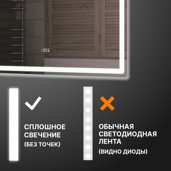 Зеркало для ванной Vigo Level Comfort 70x70 см с подсветкой и часами