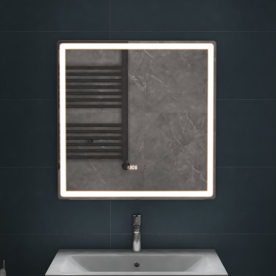Зеркало для ванной Vigo Level Comfort 70x70 см с подсветкой и часами