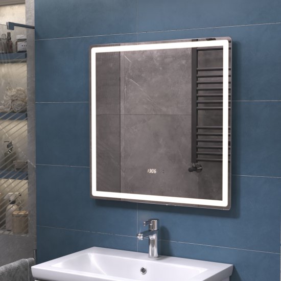 Зеркало для ванной Vigo Level Comfort 70x70 см с подсветкой и часами