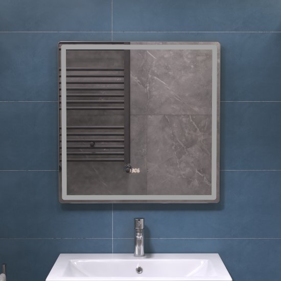 Зеркало для ванной Vigo Level Comfort 70x70 см с подсветкой и часами