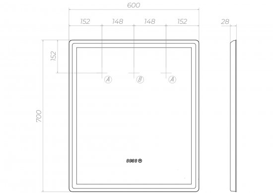 Зеркало для ванной Vigo Level Comfort 60x70 см с подсветкой и часами