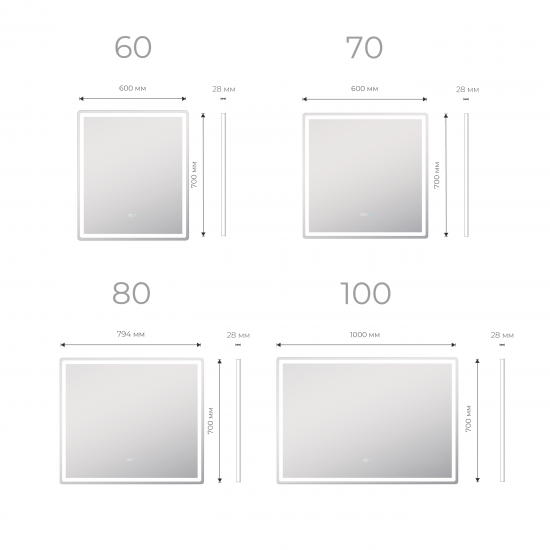 Зеркало для ванной Vigo Level Comfort 60x70 см с подсветкой и часами