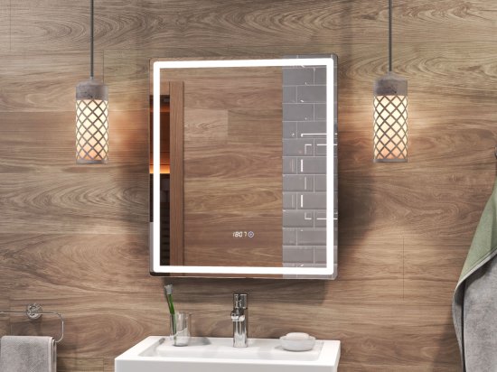 Зеркало для ванной Vigo Level Comfort 60x70 см с подсветкой и часами