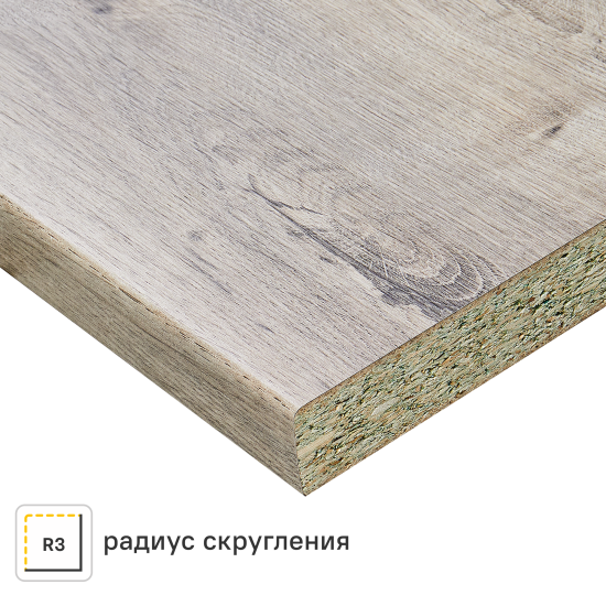 Столешница кухонная Дуб Шерман 120x60x3.8 см ДСП цвет серый