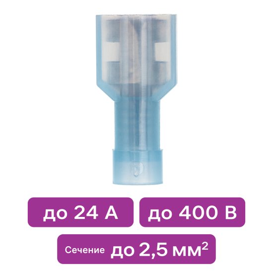Разъем плоский мама Duwi РПИ-М(н) 2.5-6.3 мм 2.5 мм² цвет синий 10 шт.