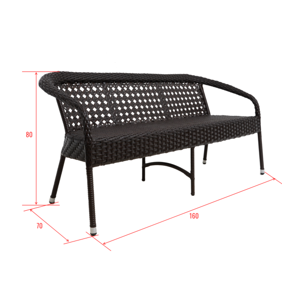 Диван Deco 160x77x77 см искусственный ротанг цвет темно-коричневый