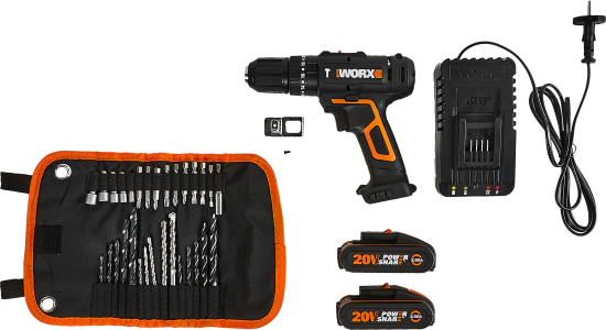 Дрель-шуруповерт аккумуляторная ударная Worx WT375, 20 В Li-ion 2x2 Ач
