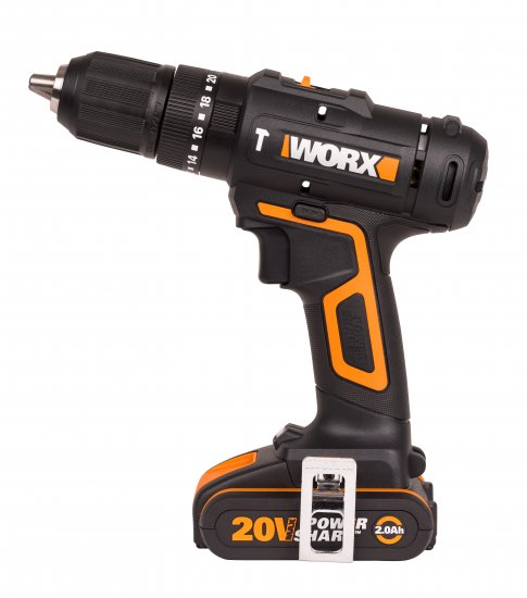 Дрель-шуруповерт аккумуляторная ударная Worx WT375, 20 В Li-ion 2x2 Ач