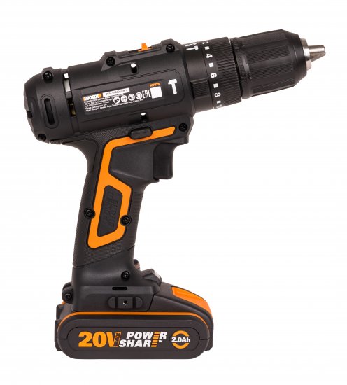 Дрель-шуруповерт аккумуляторная ударная Worx WT375, 20 В Li-ion 2x2 Ач
