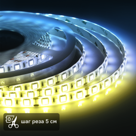 Светодиодная лента Apeyron SMD5050 12В 10мм 5м 14.4Вт/м 60диод/м 700лм/м IP65 3000 4000 6500К изменение оттенков белого
