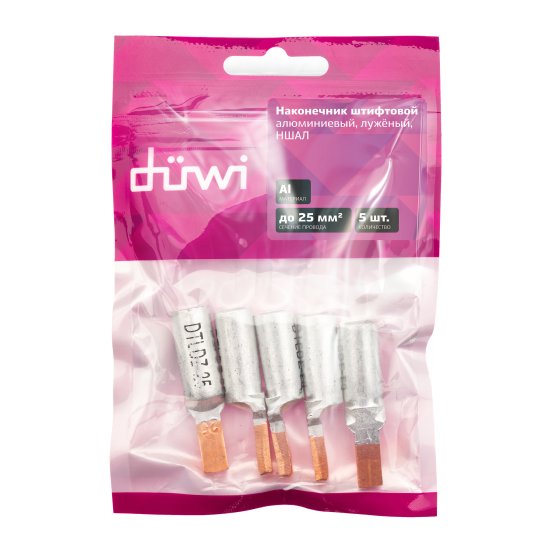 Наконечник штифтовой луженый Duwi НШАЛ 25-15 мм цвет серый 5 шт.