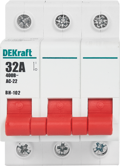 Выключатель-разъединитель Dekraft ВН-102 3Р 32А 17010DEK