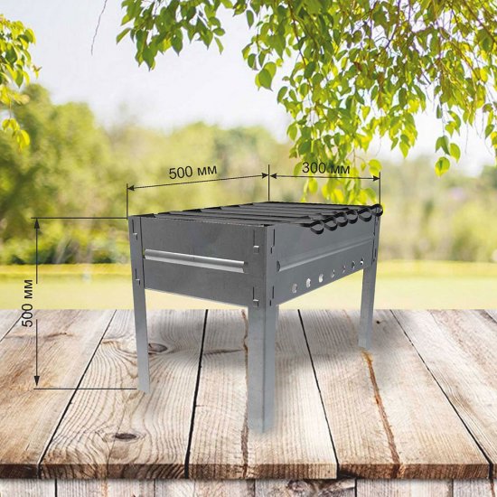 Мангал сборный Firewood с 6 шампурами 53х30х35 см